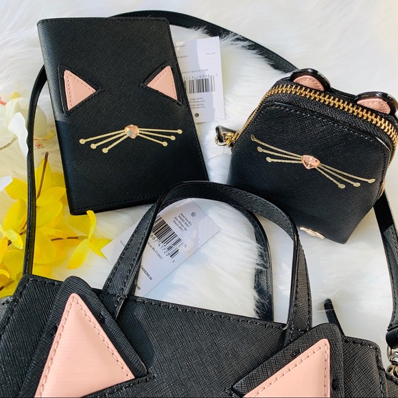 KATE SPADE MINI HAYDEN CAT PASSPORT COIN SATCHEL - Picture 5 of 8